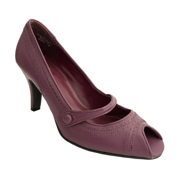 JL Studio Peep Toe Mary Jane Heels Maroon 7.5 - Picture 1 of 12